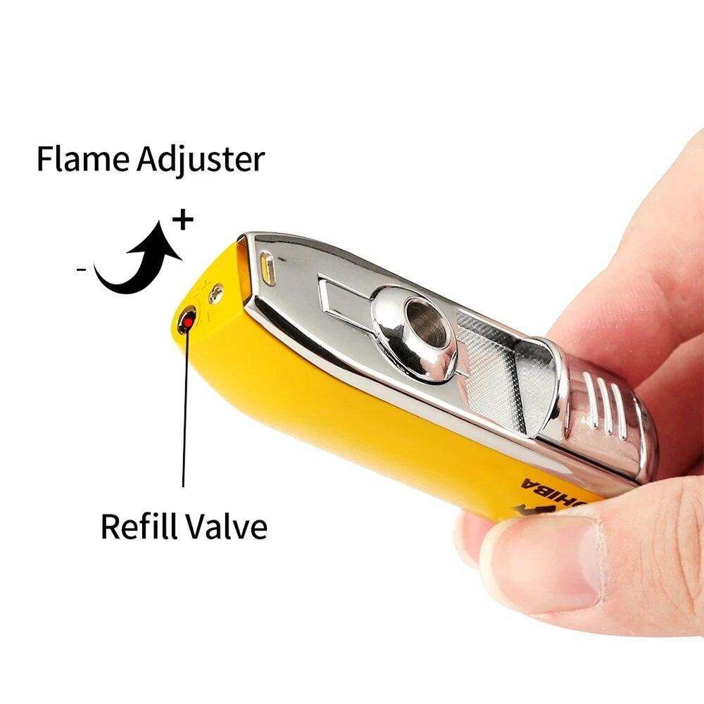 Metal Windproof 3-Jet Blue Flame Cigar Lighter with Built-in Cutter - Man Gifts Shop