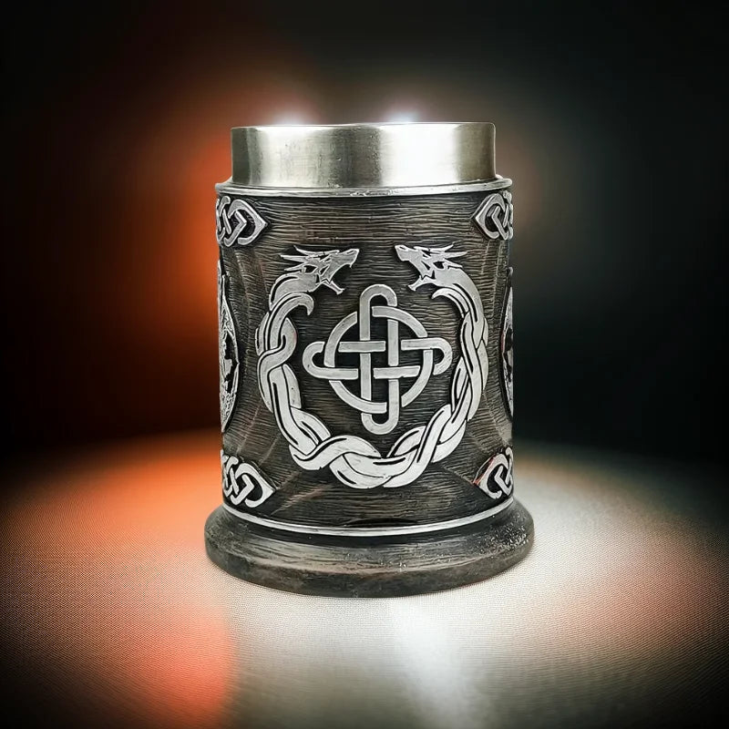 Embrace the Spirit of Odin: New German Bucket Beer Mug - A Vintage Stainless Steel Tribute to Medieval Nordic Mythology