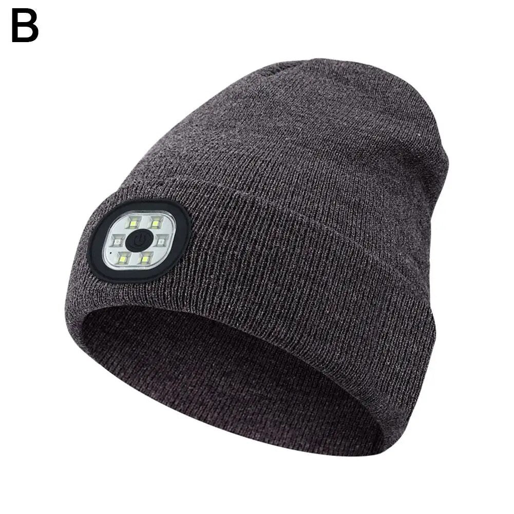 Unisex LED Beanie with Light, USB Rechargeable Hands-Free LED Headlamp Hat - Man Gifts Shop