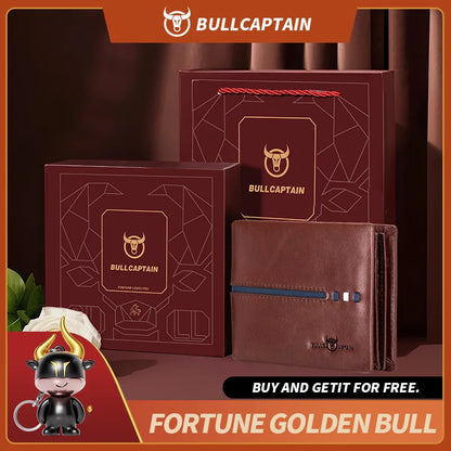 Cartera original BULLCAPTAIN de piel auténtica para hombre, cartera de negocios de diseño de marca.