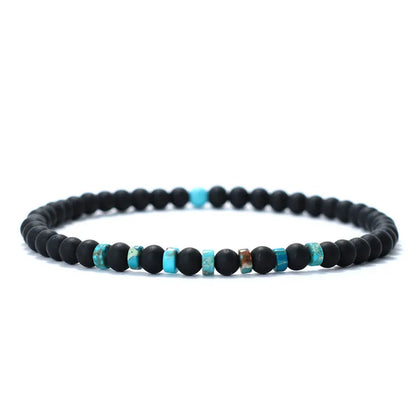 Men’s Natural Stone Beaded Bracelet – 4mm Onyx, Tiger Eye, and Bohemian Style Wristband