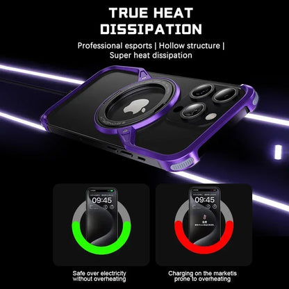 Luxury S-Shaped MagSafe Magnetic Stand Case - Aluminum Alloy Frameless Bumper for iPhone 14/15/16 Pro Max