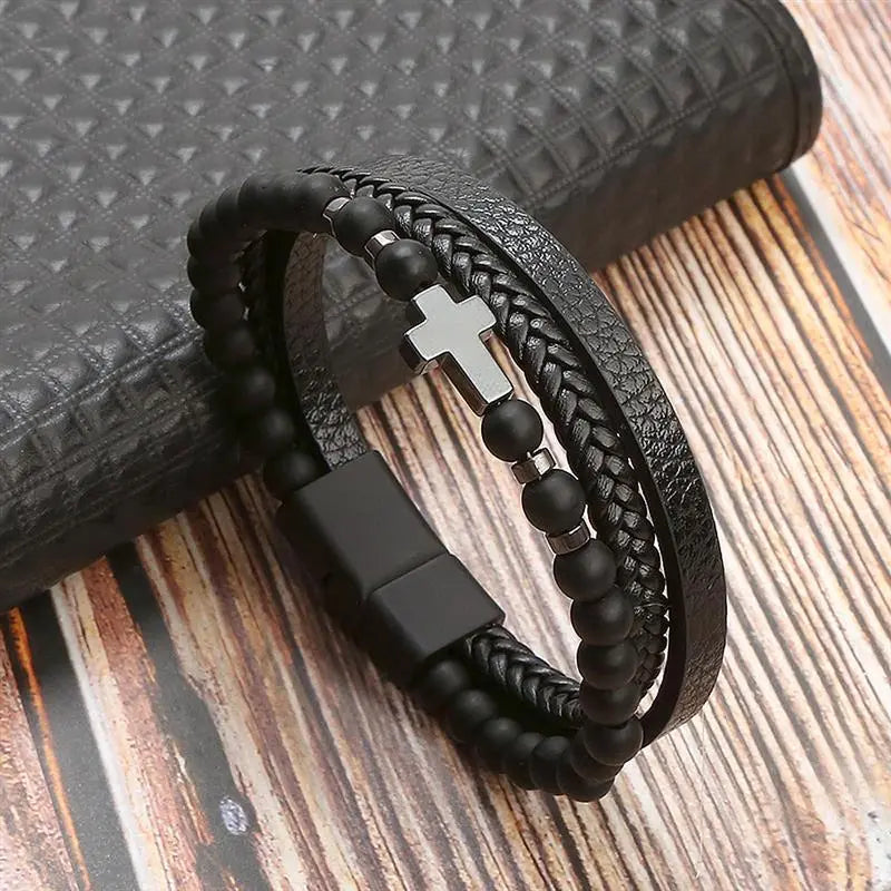 MGS Classic Men's Leather Bracelet New Style Hand-woven Multi-layer Jewelry - Man Gifts Shop