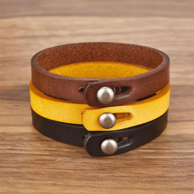 MGS Genuine Leather Wrap Cord Cuff Bracelet