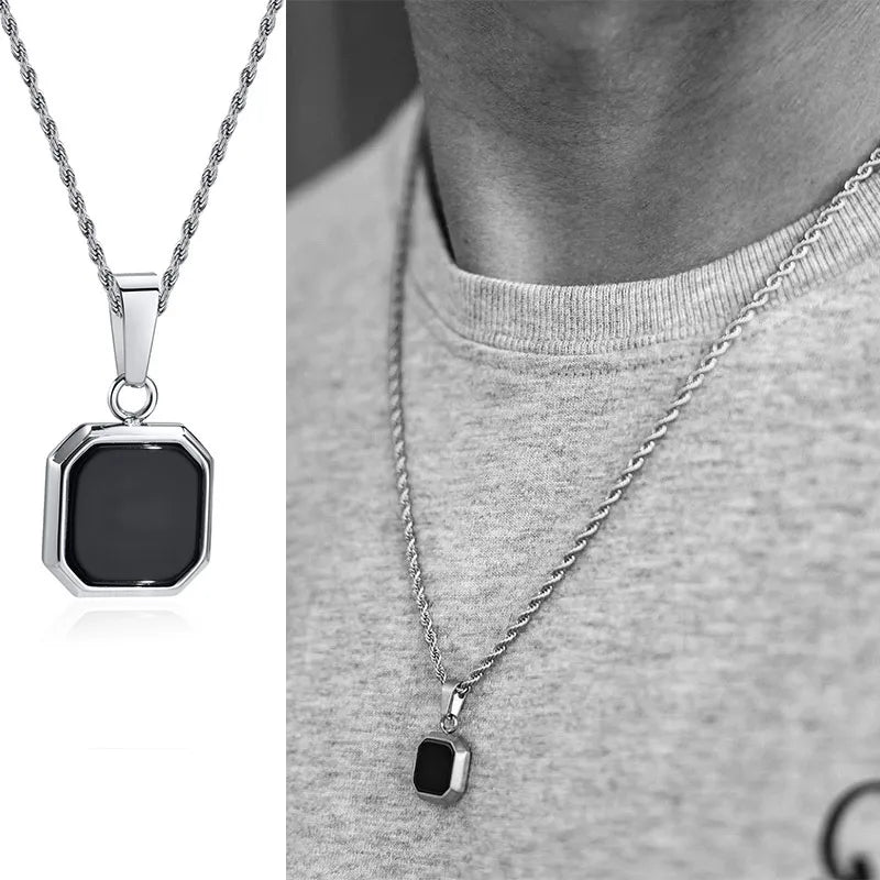 MGS Men's Geometric Square Pendant Necklaces: Casual Vintage Cool - Man Gifts Shop