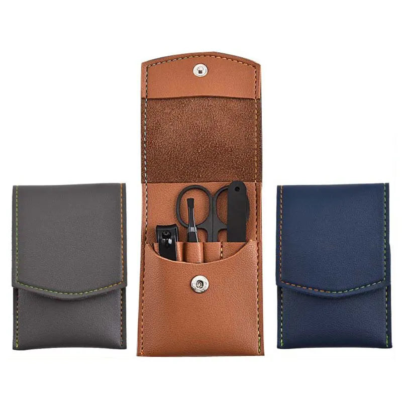 4Pcs Manicure Set with Leather Case for Men - Man Gifts Shop