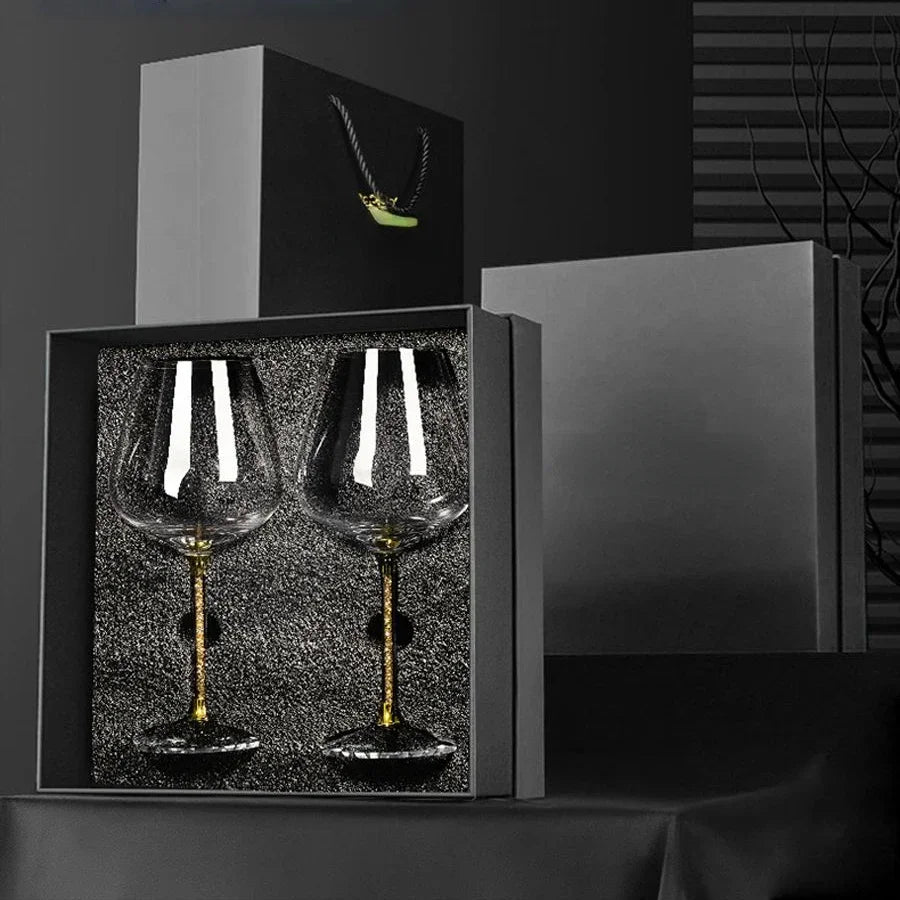 2-Piece Light Luxury Crystal Wine Glass Set – Elegant, Tall & Lead-Free