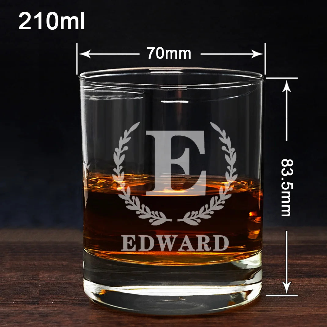 Customized Whiskey Glasses: Monogrammed Rocks Glass for Personalized Glassware, Ideal for Groomsmen Proposals and Father's Gifts - Man Gifts Shop