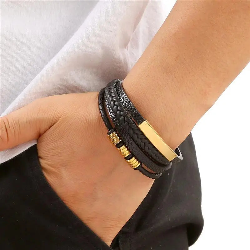 MGS Classic Men's Leather Bracelet New Style Hand-woven Multi-layer Jewelry - Man Gifts Shop