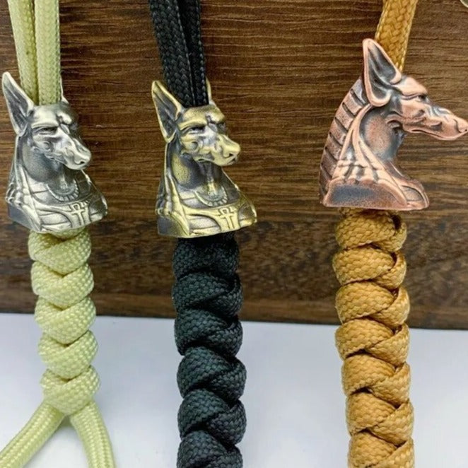 Ancient Egypt Death God Anubis Jackal Head Brass EDC Knife Beads DIY Paracord Woven Lanyard Pendants Jewelry Outdoor Accessories - Man Gifts Shop