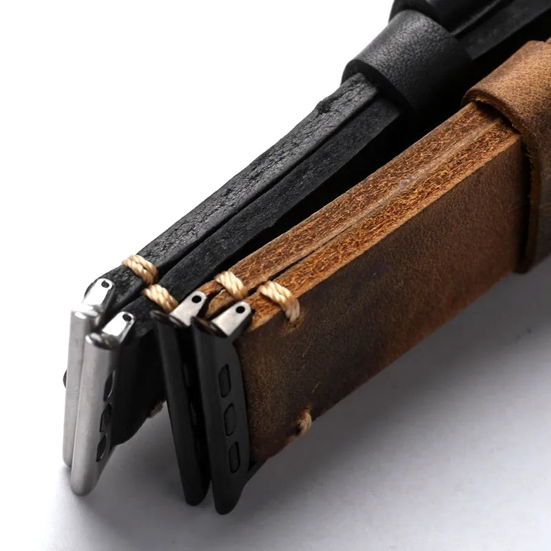 Handmade Cowhide Leather Watchband For Apple Watch 8/7 Ultra Strap 45 49MM