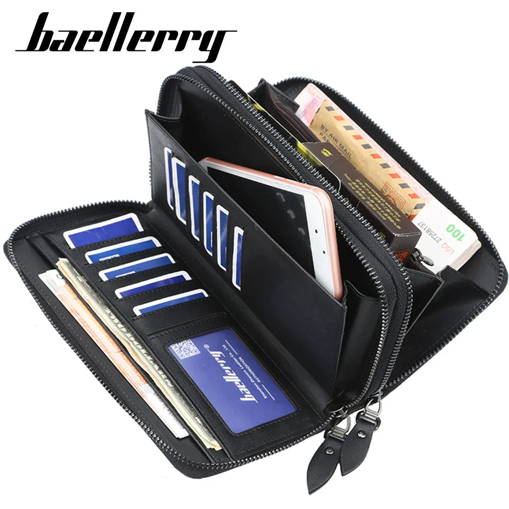 Original Baellerry Double Zipper Men's Clutch Wallet: Business Elegance - Man Gifts Shop