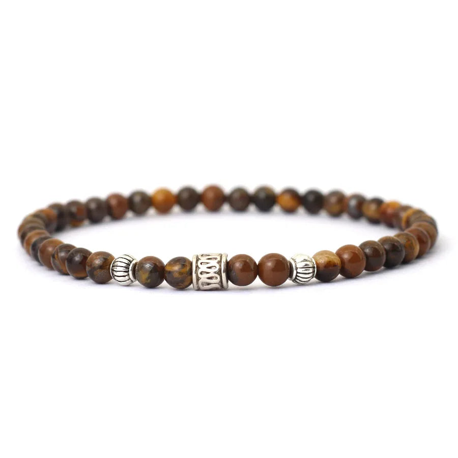 Men's 4mm Tiger Eye Lava Beaded Bracelet, Viking Style Anxiety Bracelet