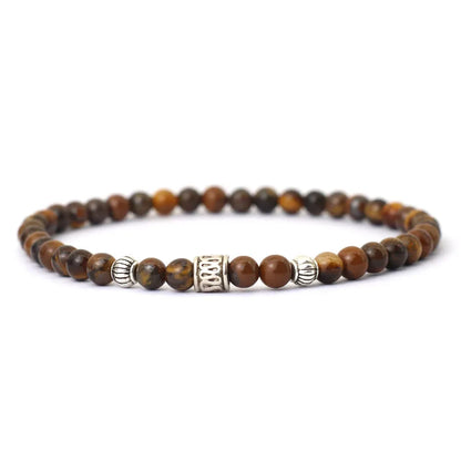 Men's 4mm Tiger Eye Lava Beaded Bracelet, Viking Style Anxiety Bracelet