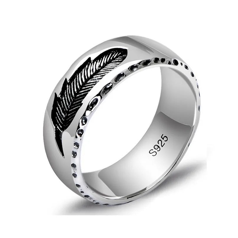 Discover Timeless Elegance with Our 925 Sterling Silver Creative Feather Ring for Men - A Real Silver Retro Plume Fashion Statement and Thoughtful Gift - Man Gifts Shop