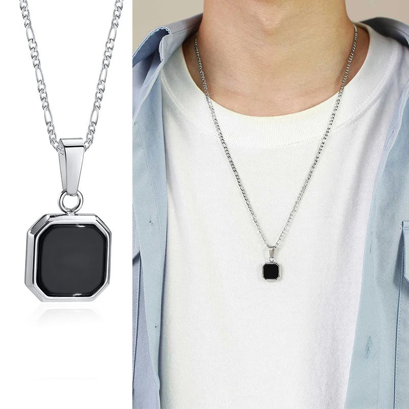 MGS Men's Geometric Square Pendant Necklaces: Casual Vintage Cool - Man Gifts Shop