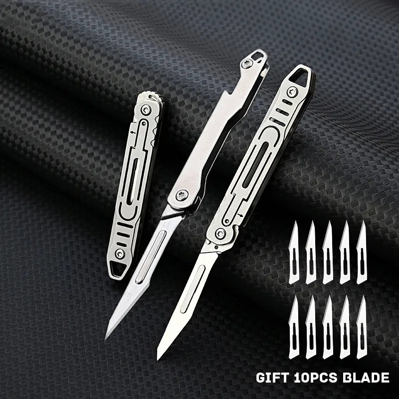 Precision at Your Fingertips: MGS NO11 Scalpel Folding Knife with 10 Replaceable Blades - Man Gifts Shop