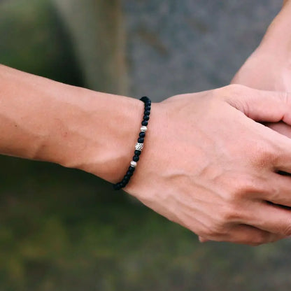 Men's 4mm Tiger Eye Lava Beaded Bracelet, Viking Style Anxiety Bracelet