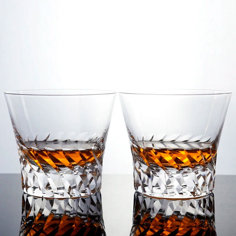 MGS Crystal Whisky / Scotch Lead - Free Hand Cut 8.5oz Glass With Gift Box