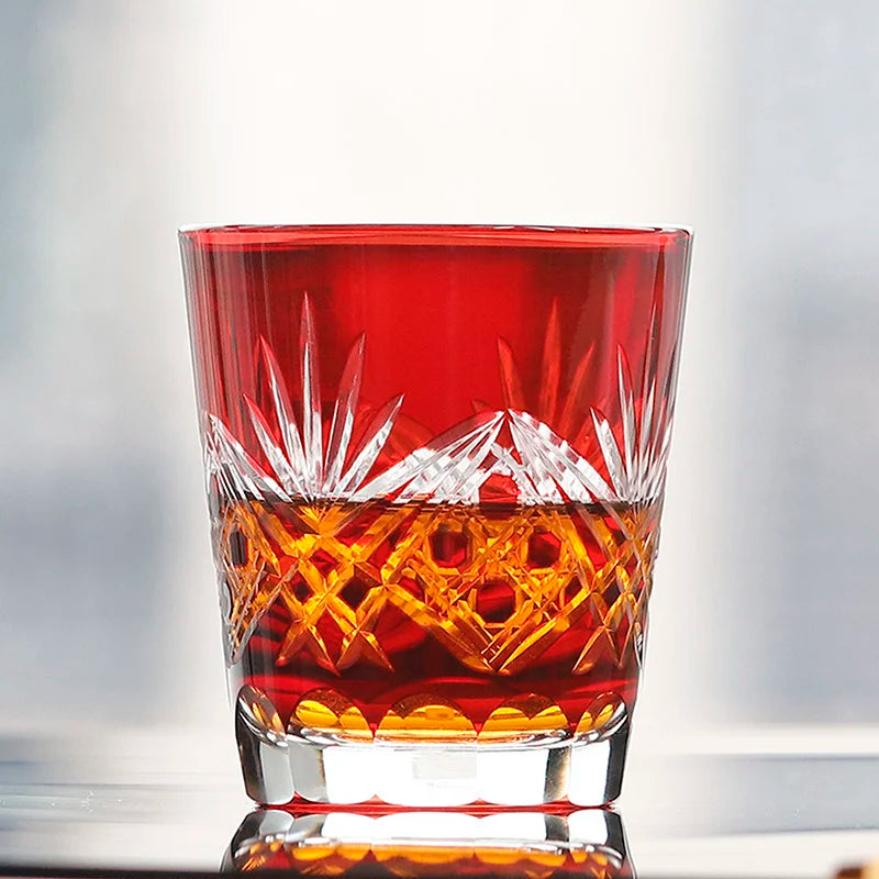 Discover Timeless Elegance with the Red Edo Crystal Whisky Glass