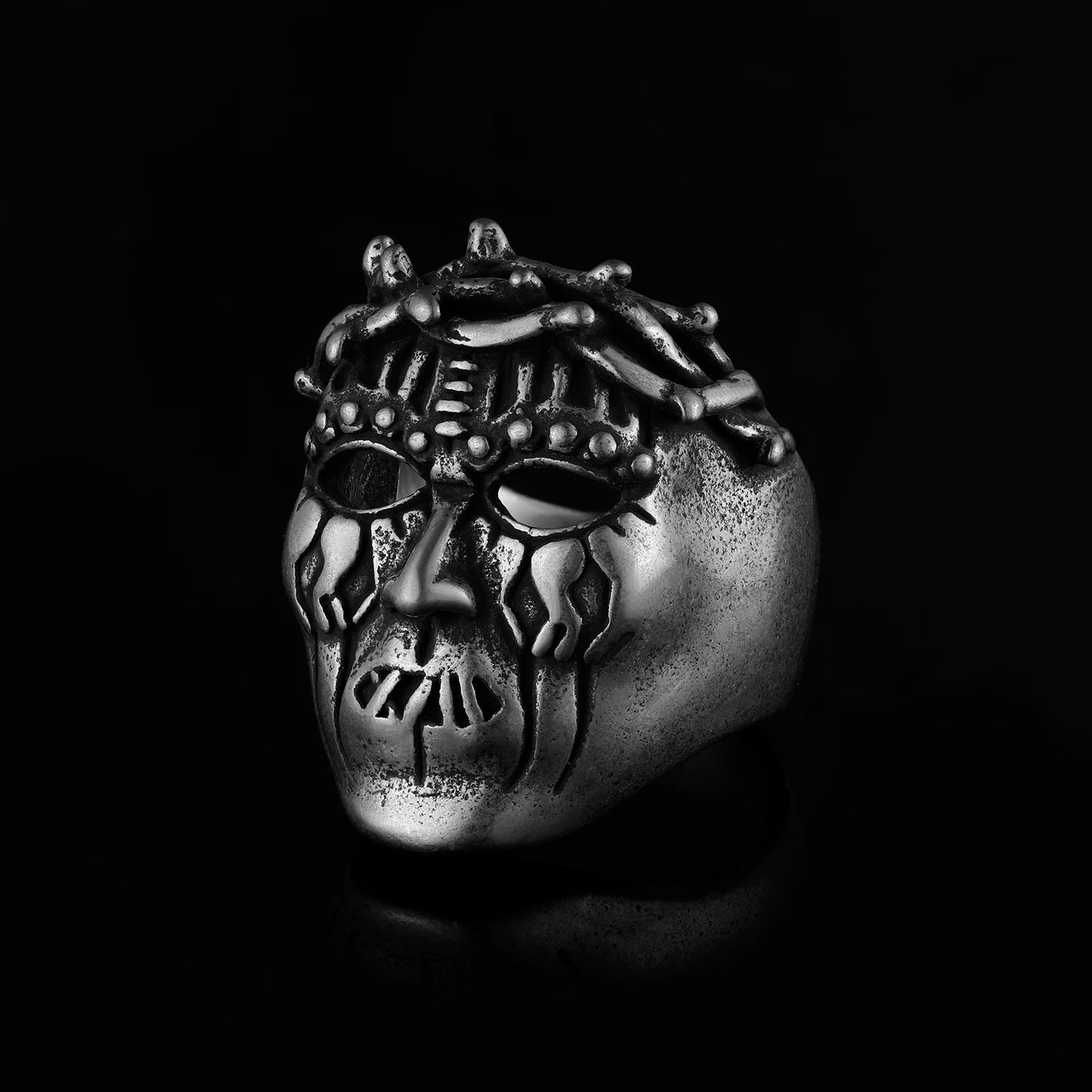 Elevate Your Edge: Unique Silver 316L Stainless Steel Heavy Sugar Skull Ring - Men's Mandala Flower, Santa Muerte, Biker Jewelry - Man Gifts Shop