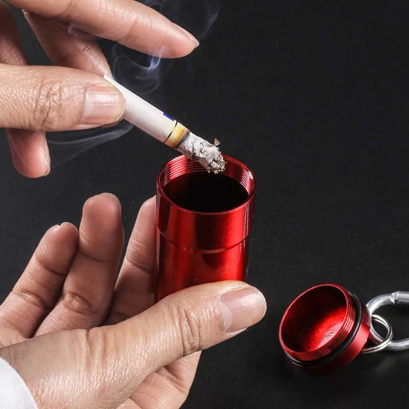 Mini Portable Ashtray with Lid: Aluminum Storage Tube for Windproof Cigarette Disposal – Your Stylish Outdoor Ash Holder on the Go - Man Gifts Shop