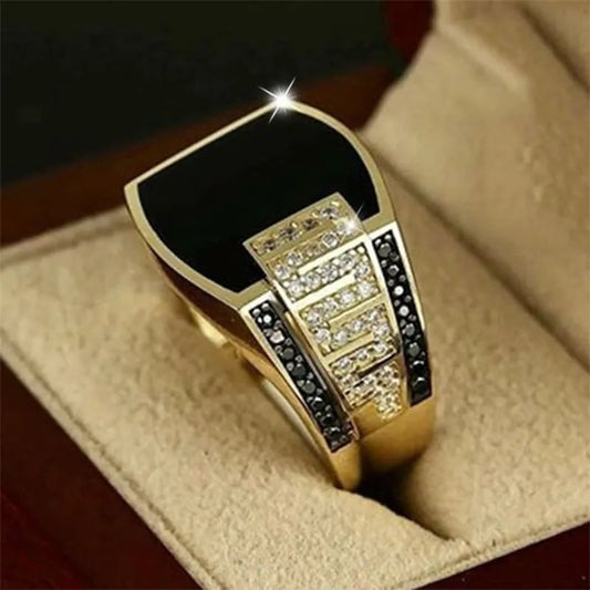 Classic Men's Ring Inlaid Black Zircon Stone - Man Gifts Shop