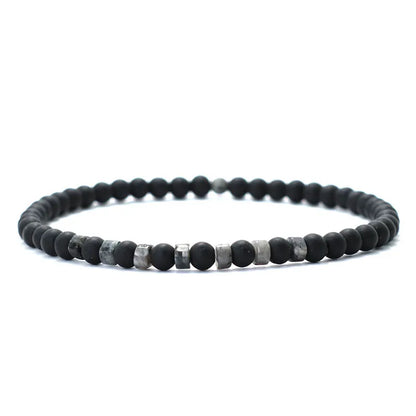 Men’s Natural Stone Beaded Bracelet – 4mm Onyx, Tiger Eye, and Bohemian Style Wristband