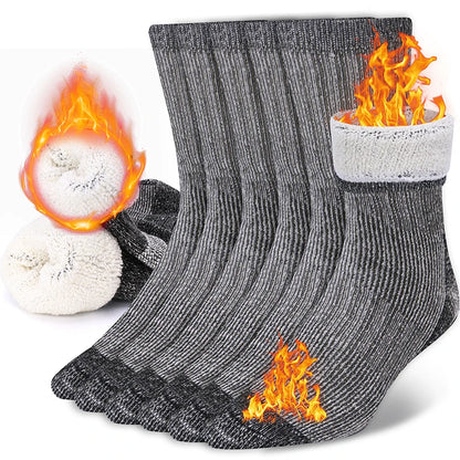 3 Pairs Merino Wool Crew Socks – Thick, Thermal & Winter-Ready