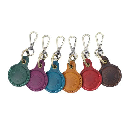 Retro Leather KeyRing For Apple Airtag Anti-drop Protective Case Keychain Accessories