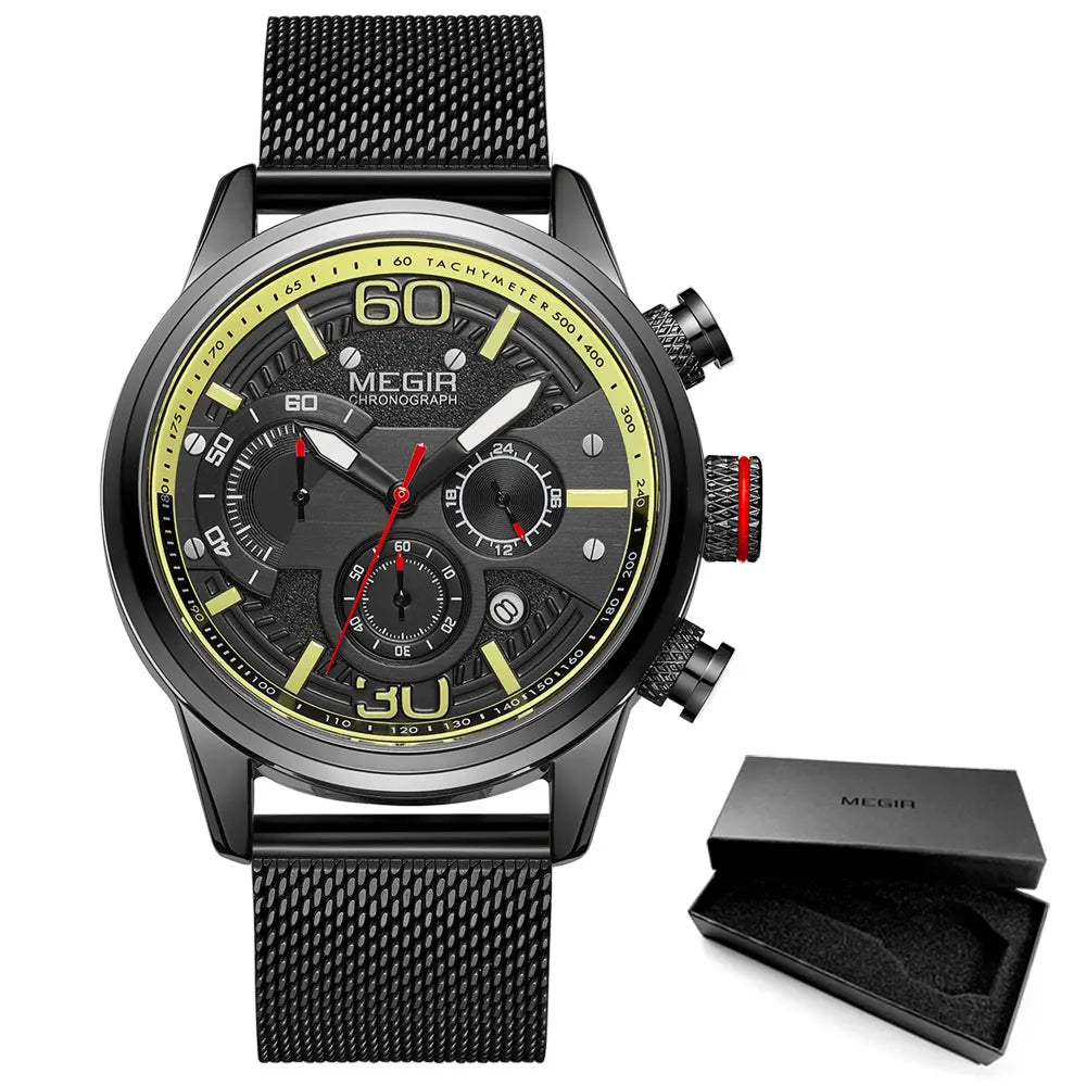 Original MEGIR Quartz Watch Mesh Strap Waterproof - Man Gifts Shop