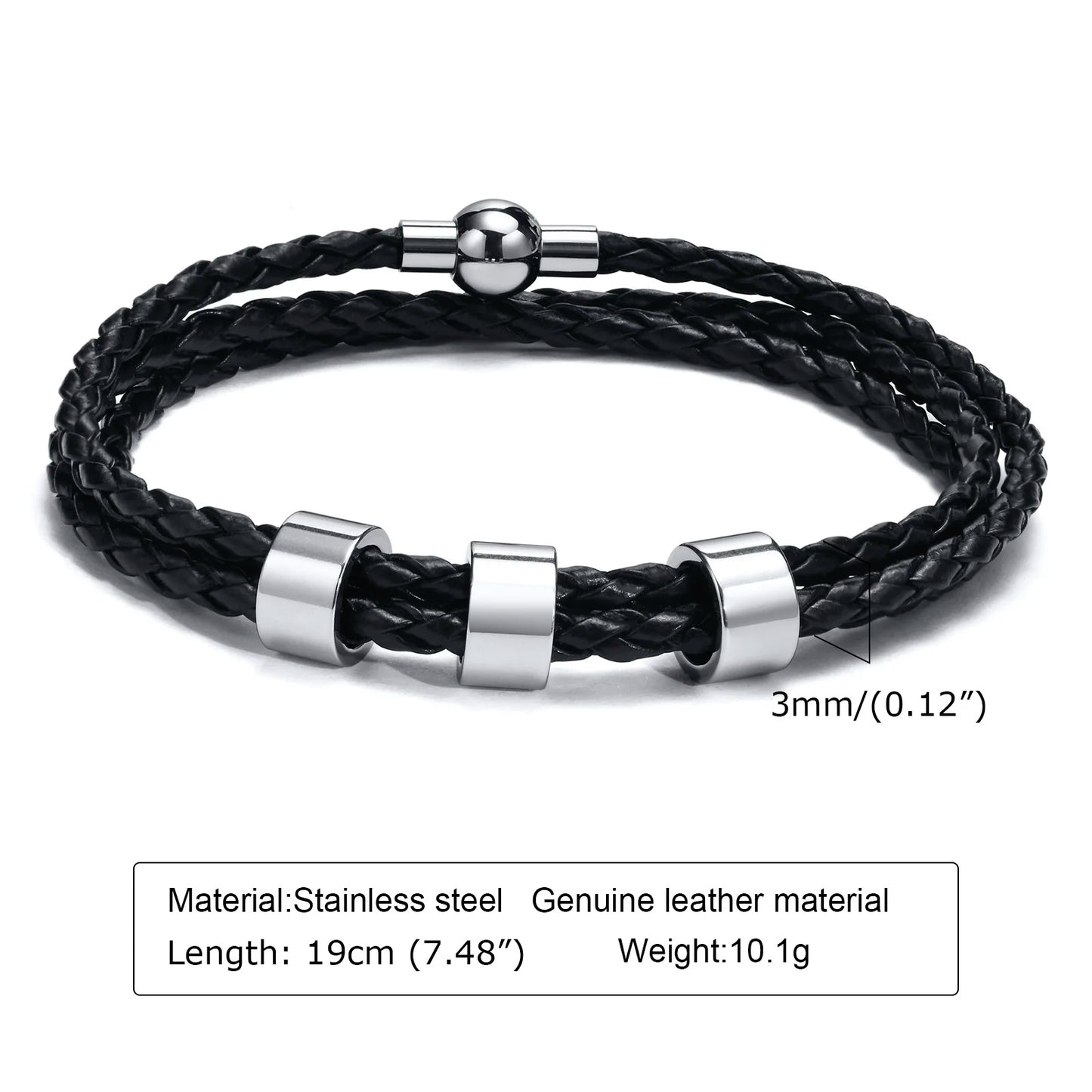 Family Bonds: MGS Personalized Leather Bracelet Free Custom Name (18-19-21 CM)