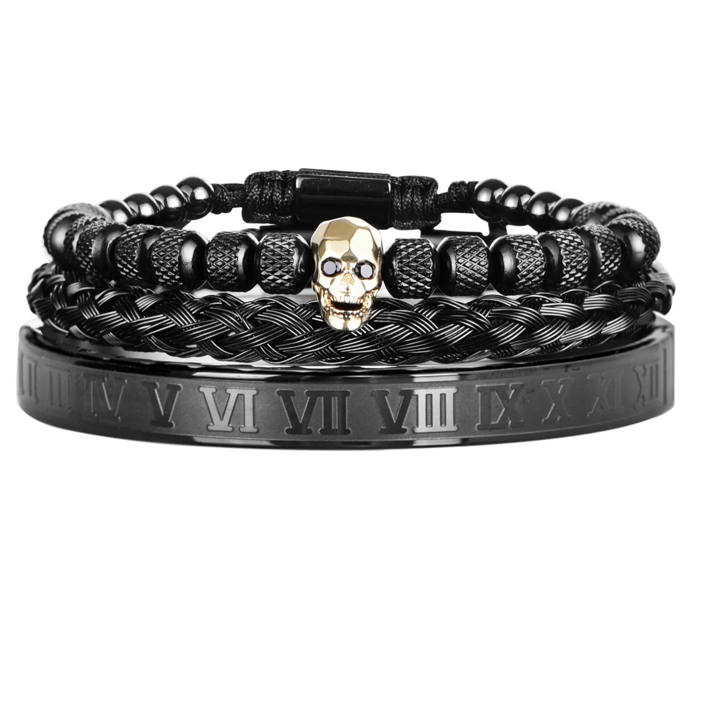 Chic Stainless Steel Rome Luxury Skull Bracelet - Man Gifts Shop