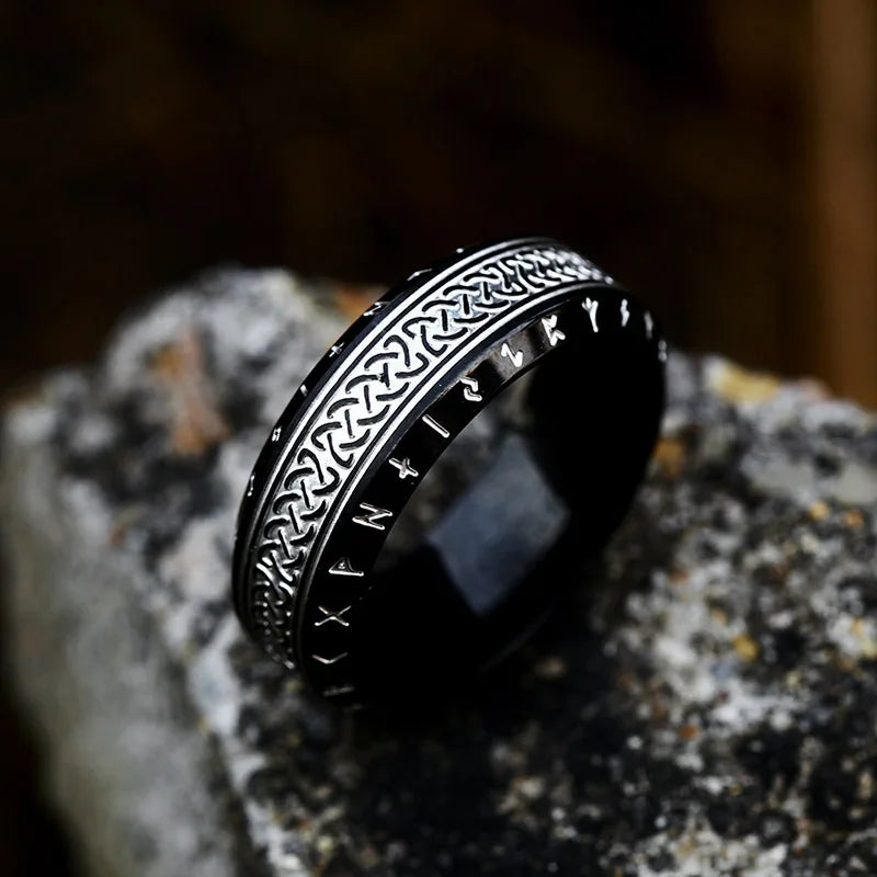 Nordic Vintage Viking Letter Ring: Stylish Stainless Steel Men's Jewelry - Man Gifts Shop