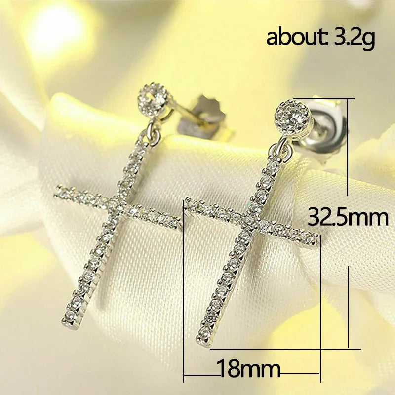 MGS Fashion Gold Color Cross Stud Rhinestone Jewelry Earrings - Man Gifts Shop