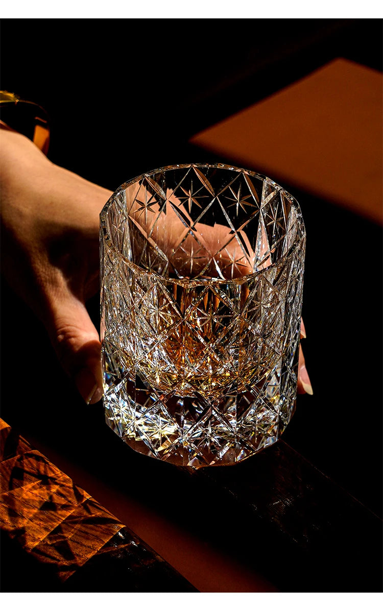 Edo Kiriko K9 Crystal Hand-Cut Starry Sky Whiskey Glass