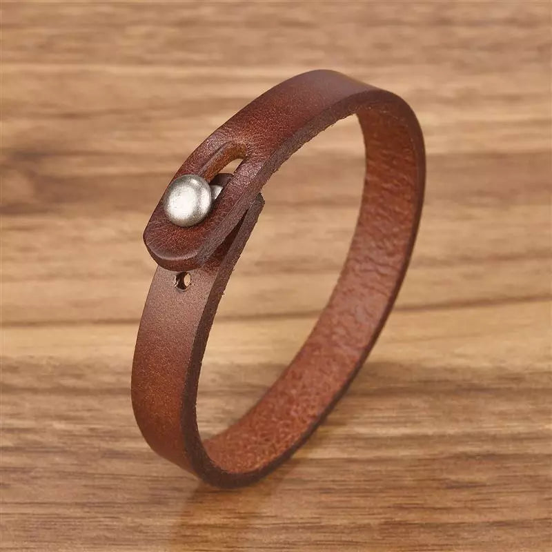 MGS Genuine Leather Wrap Cord Cuff Bracelet