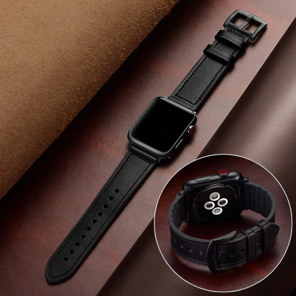 Hybrid Leather & Silicone Strap for Apple Watch – Stylish, Durable & Sweatproof