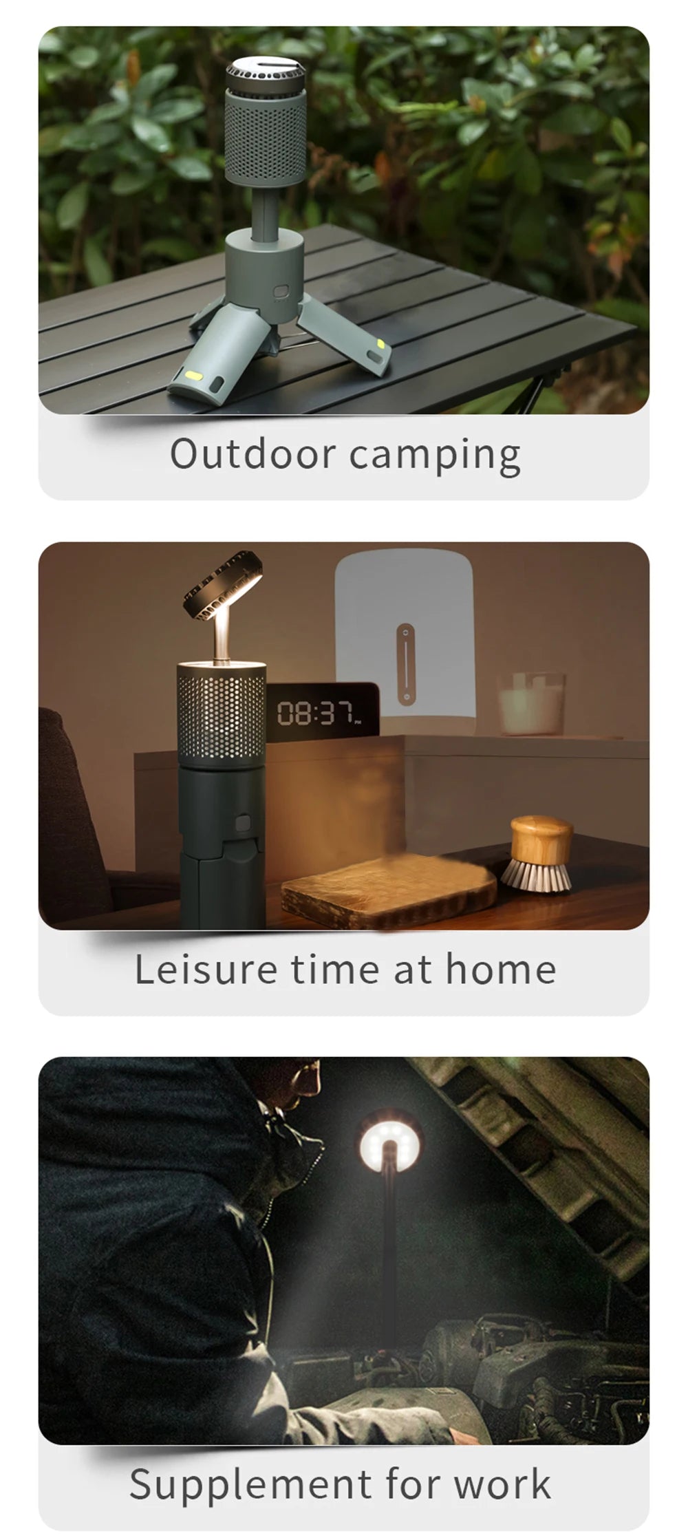 MGS LED Outdoor Camping Lantern, UBS Rechargeable, Outdoor Portable Lantern, IP65 Waterproof, Retractable