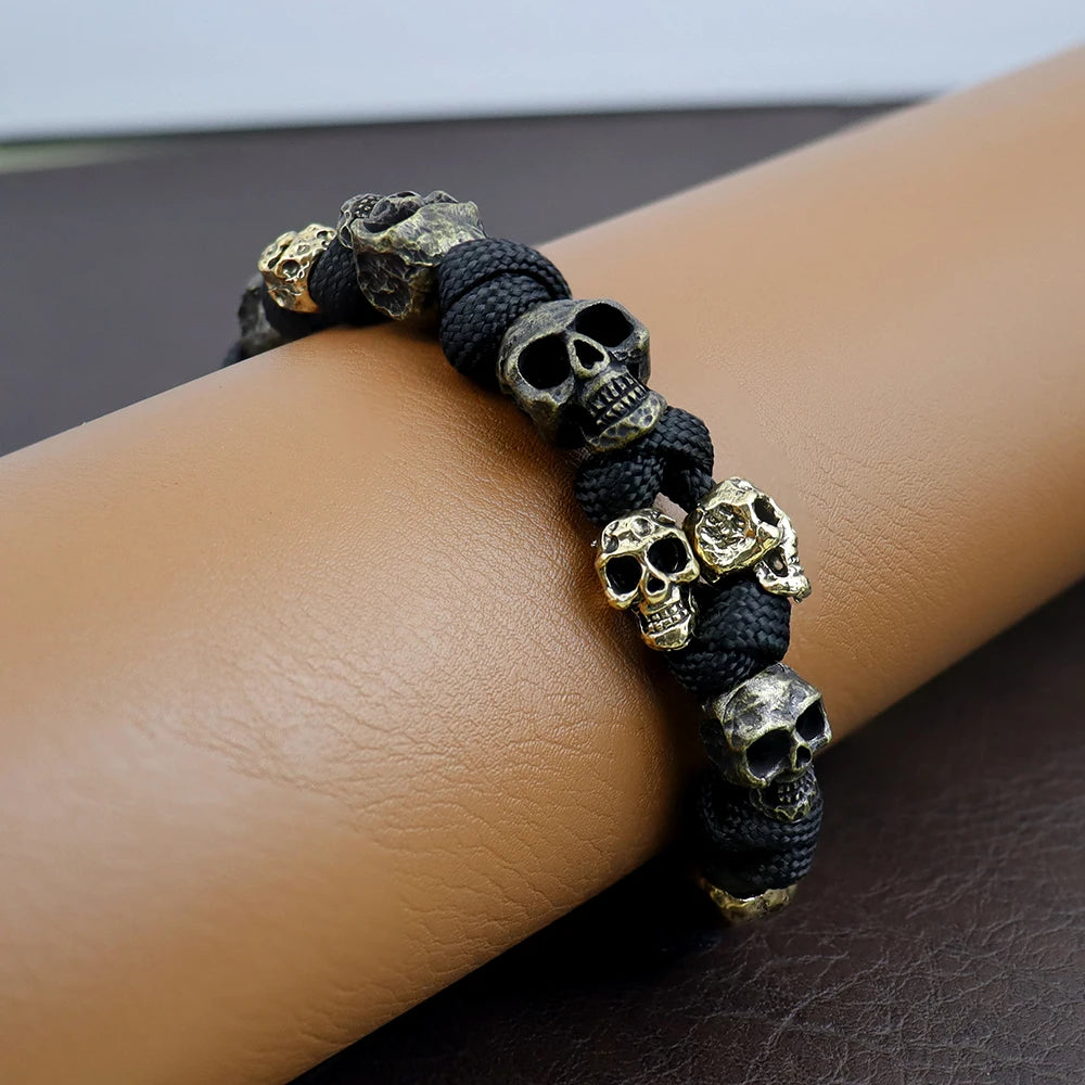 MGS Skull Gothic Adjustable Woven Charm Male Jewelry Bracelet