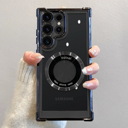 Luxury Magnetic Wireless Charging Case for Samsung S25 Ultra/Plus | Clear Lens Protection