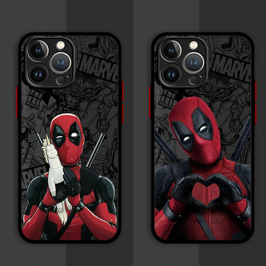 Marvel Deadpool Hard PC Luxury Matte Cover Case for iPhone 11, 12, 13, 14, 15, 16 Pro, Max, Mini, and Plus