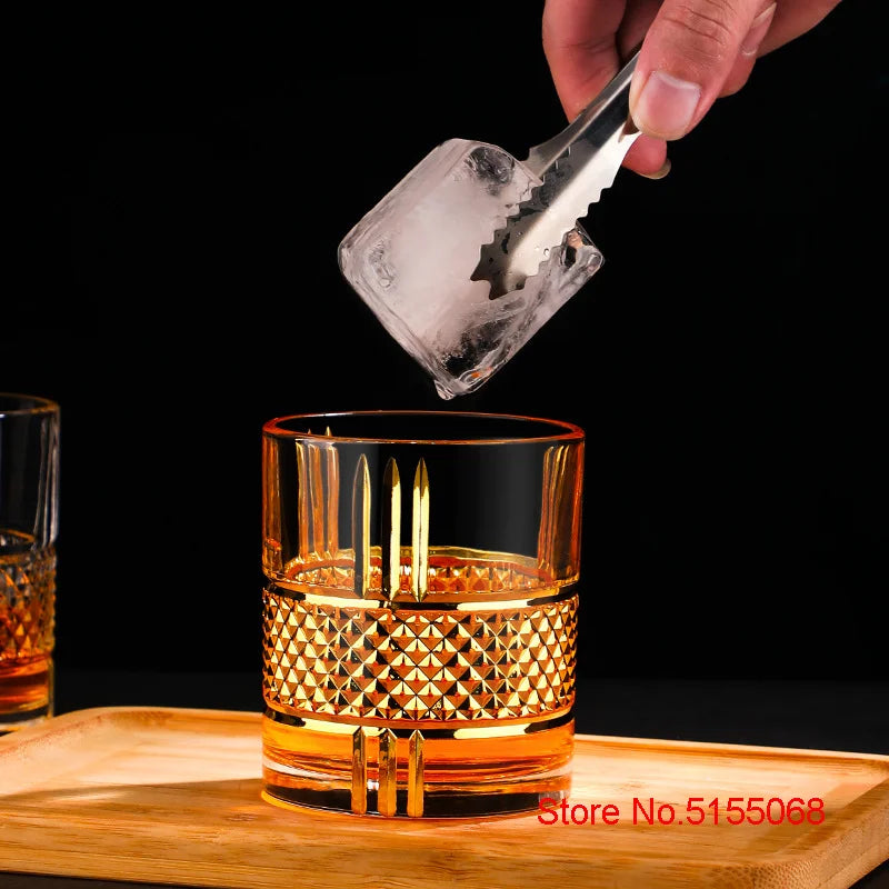 Sip in Style with the European Luxury Golden Old Fashioned Whiskey Rock Glass