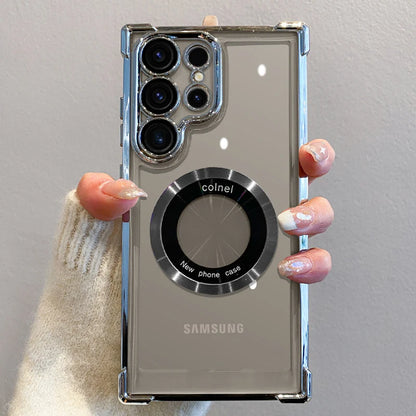 Luxury Magnetic Wireless Charging Case for Samsung S25 Ultra/Plus | Clear Lens Protection