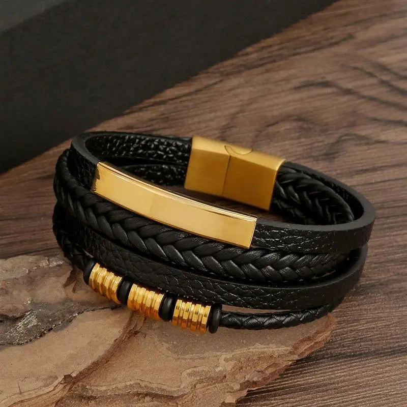 MGS Classic Men's Leather Bracelet New Style Hand-woven Multi-layer Jewelry - Man Gifts Shop