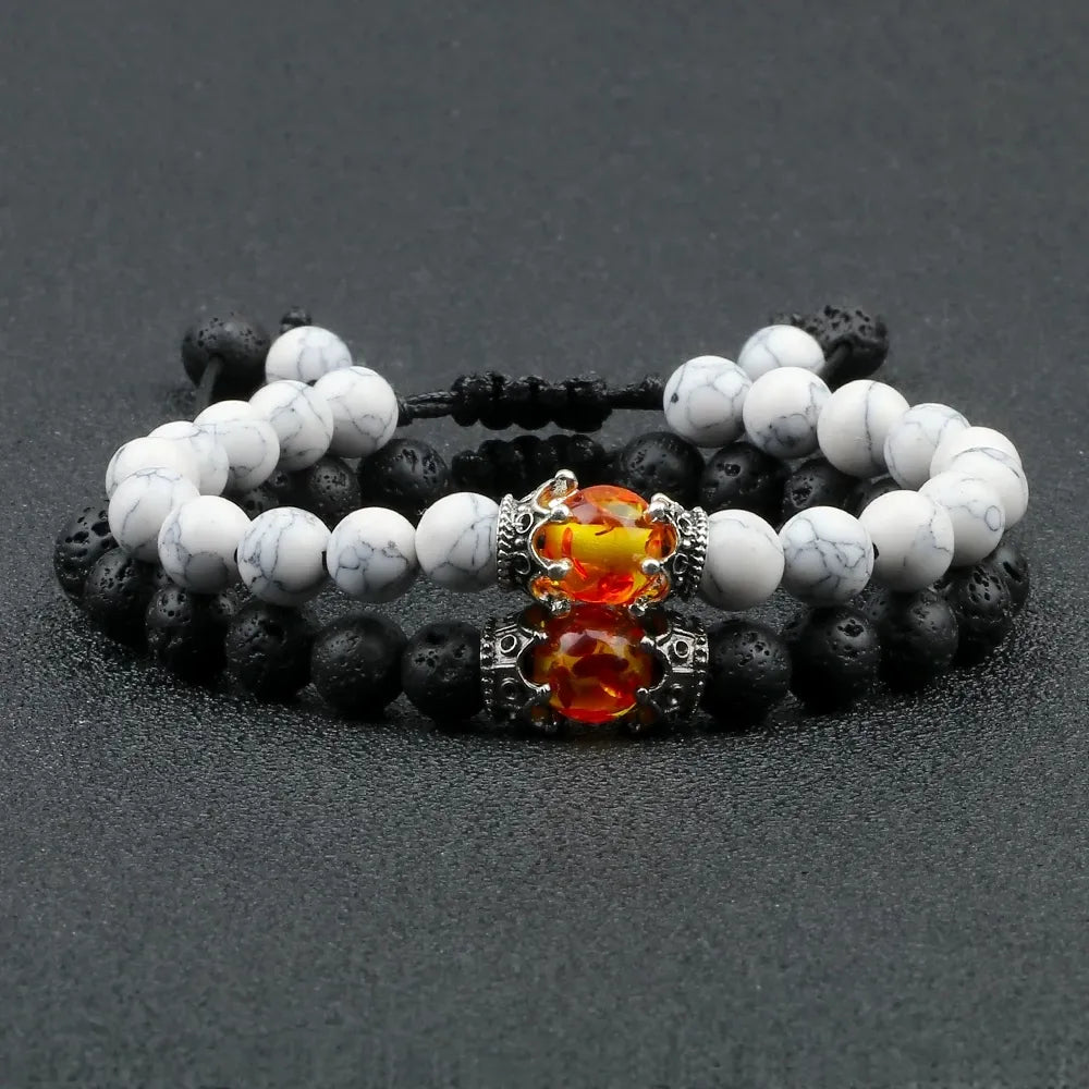 MGS Black Lava Stone Beads Charm Bracelet - Man Gifts Shop