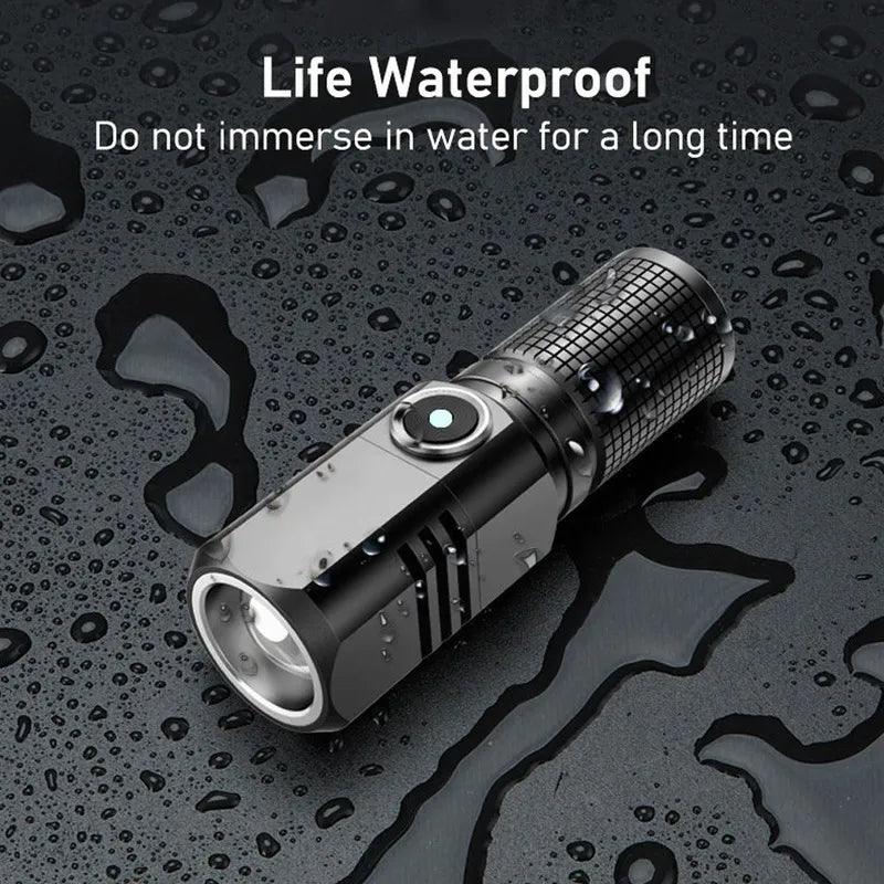 Powerful LED Flashlight Built-in Battery Type-c Rechargeable - Man Gifts Shop