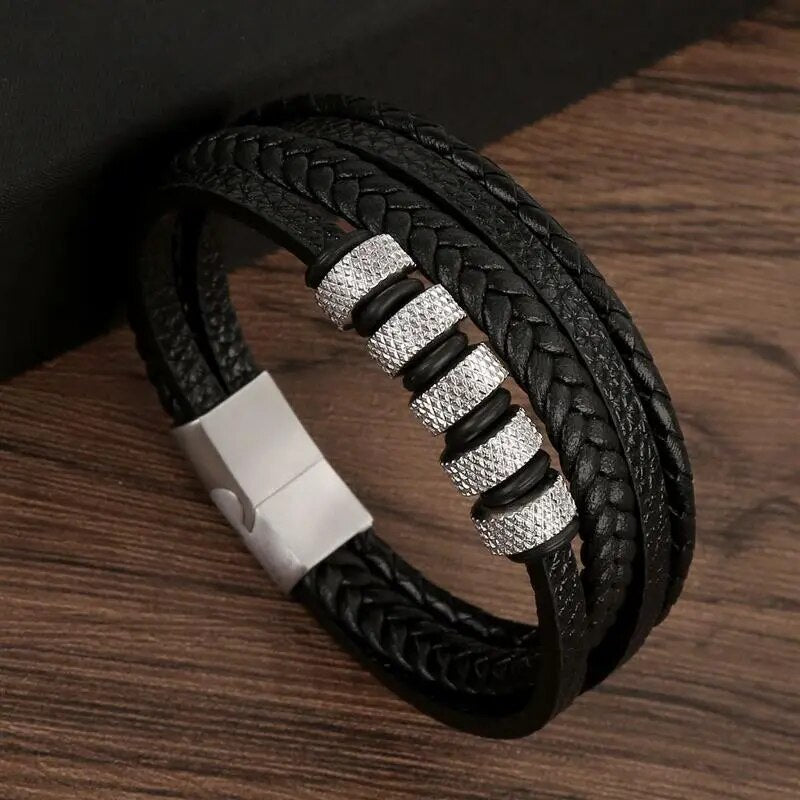 MGS Classic Men's Leather Bracelet New Style Hand-woven Multi-layer Jewelry - Man Gifts Shop