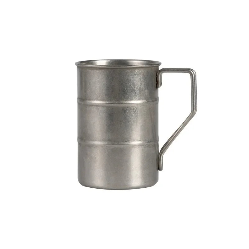 Cheers in Style: Retro Stainless Steel Oil Barrel Beer Mug – Your Industrial-Chic Drinking Essential