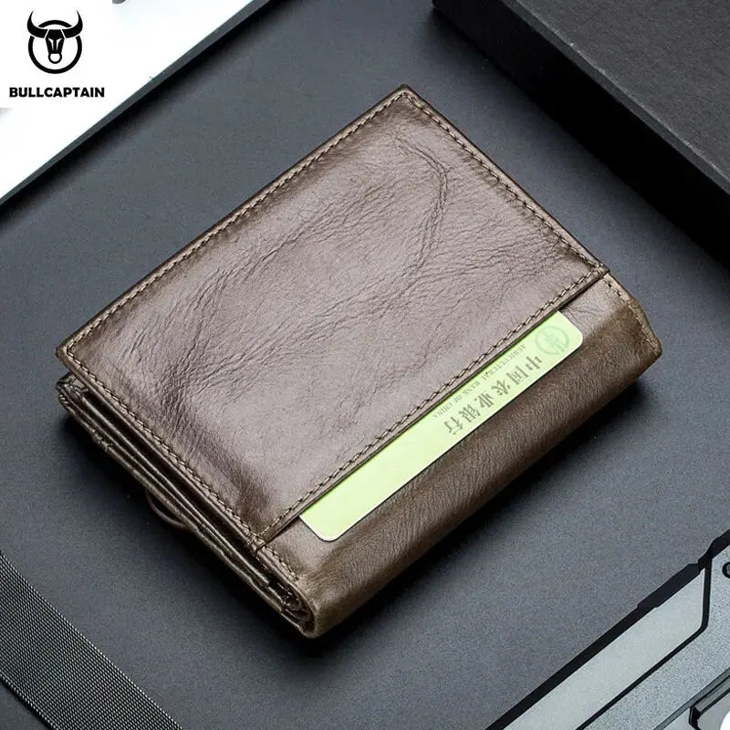 Original BULLCAPTAIN Men’s RFID Blocking Genuine Leather Wallet with 15 Card Slots